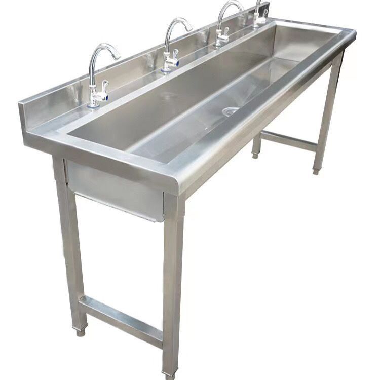 不锈钢洗手槽单槽洗手池学校幼儿园工厂洗碗盆长条方脚水槽顺祥