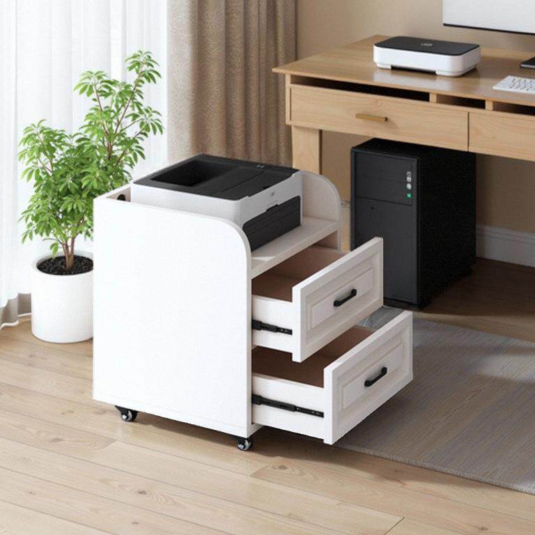 桌下打印机置物架环保刨花板抽屉双层移动办公文件柜静音滑道收纳