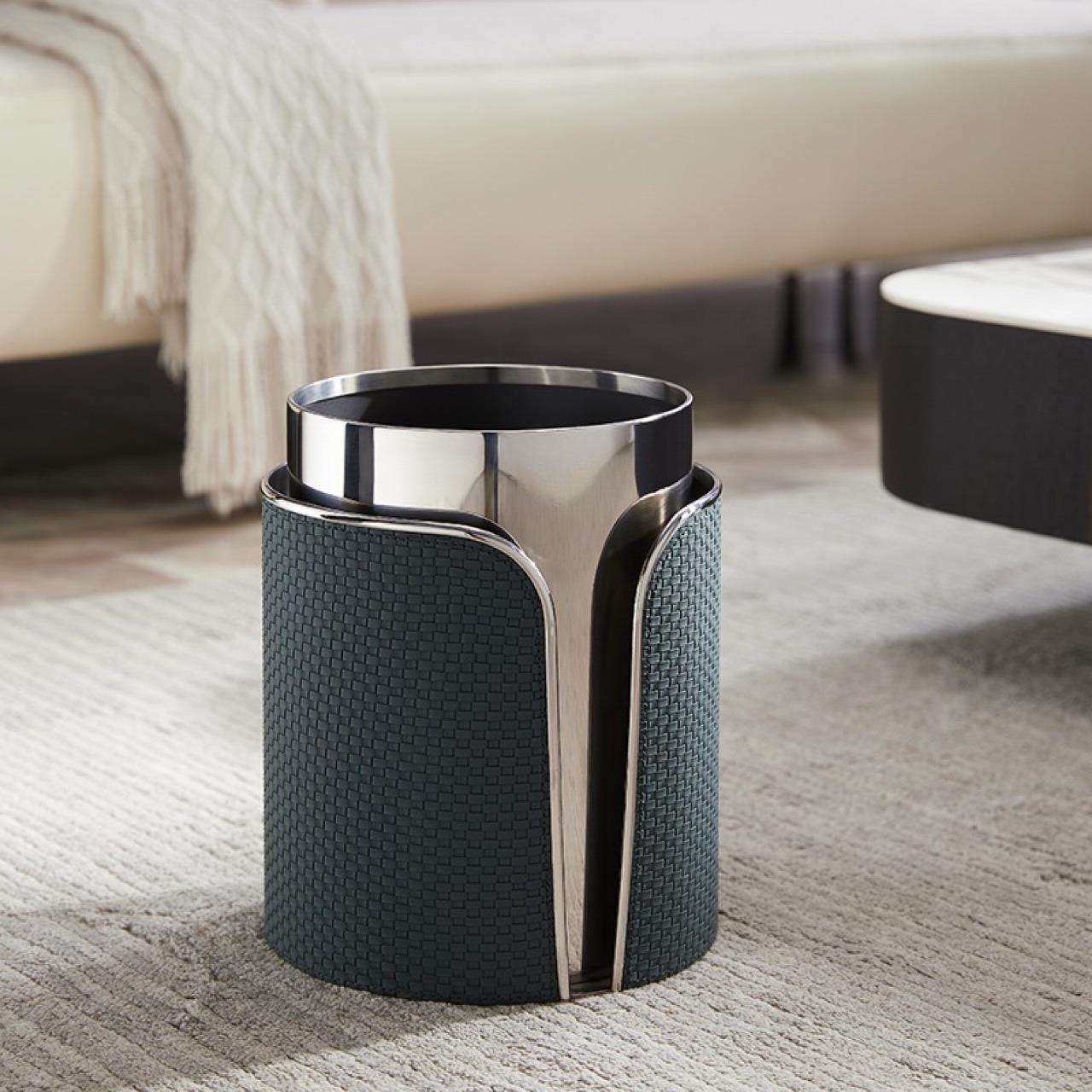 轻奢皮革垃圾桶家用客厅厨房大容量无盖垃圾桶高档办公室废纸篓