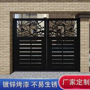 欧式铁艺大门庭院门花园别墅门乡村对开门入户单双开户外铁门
