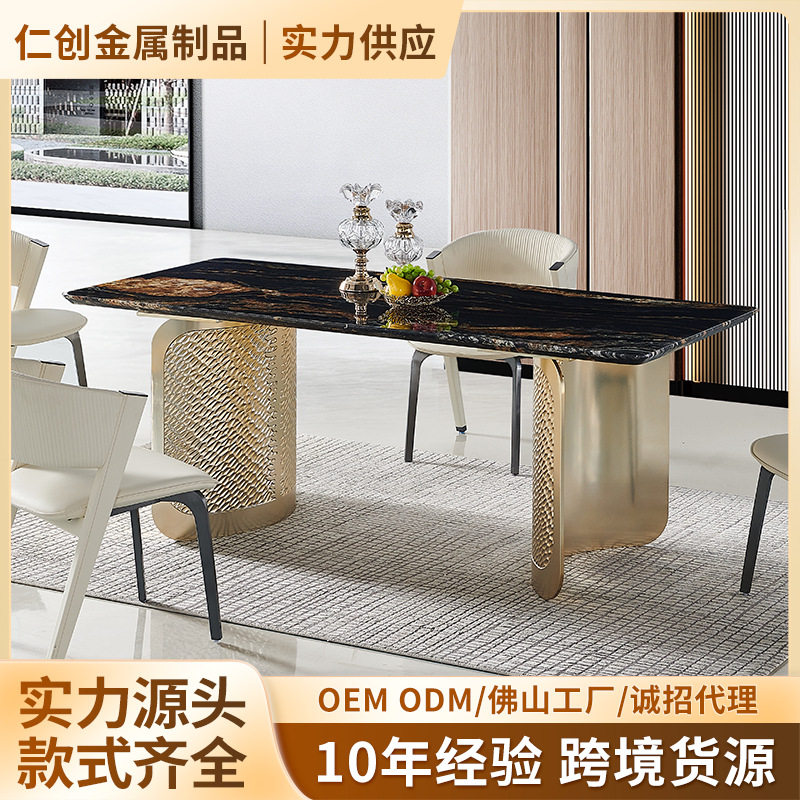 意式极简天然大理石餐桌现代简约轻奢极简长方形餐桌设计师款