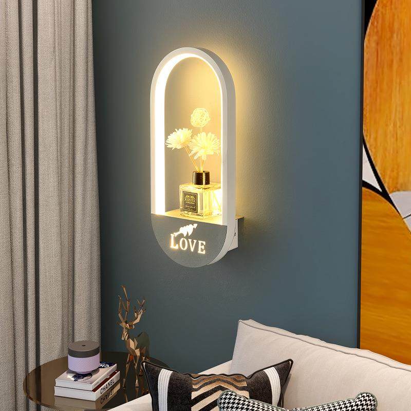 壁灯简约现代创意卧室床头灯2023年新款网红置物台阳台过道灯饰