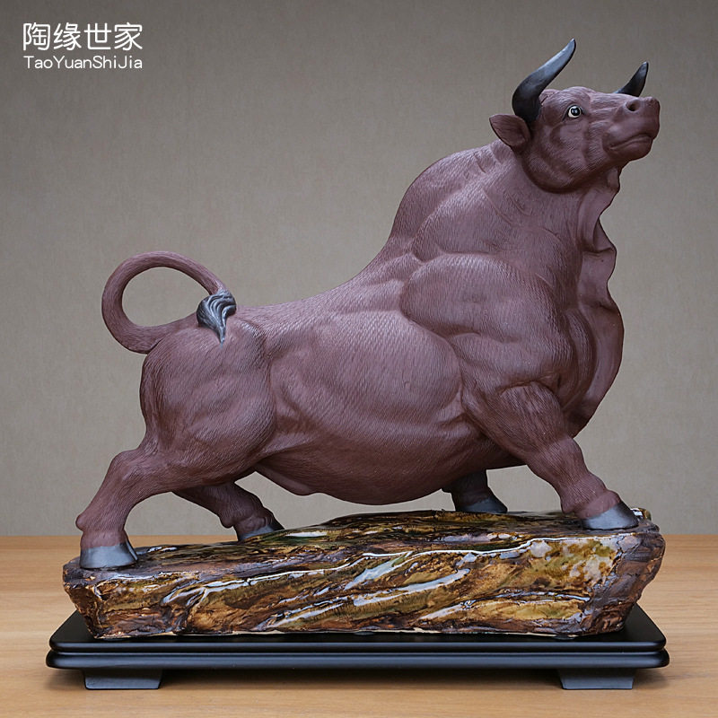 仿真动物工艺品水牛陶瓷牛摆件办公室桌面客厅创意开业送礼装饰品
