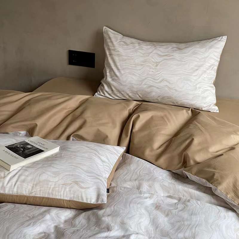 圣诞新品全棉复古风50支双股长绒棉磨毛纯棉被套床上用品亲肤保暖