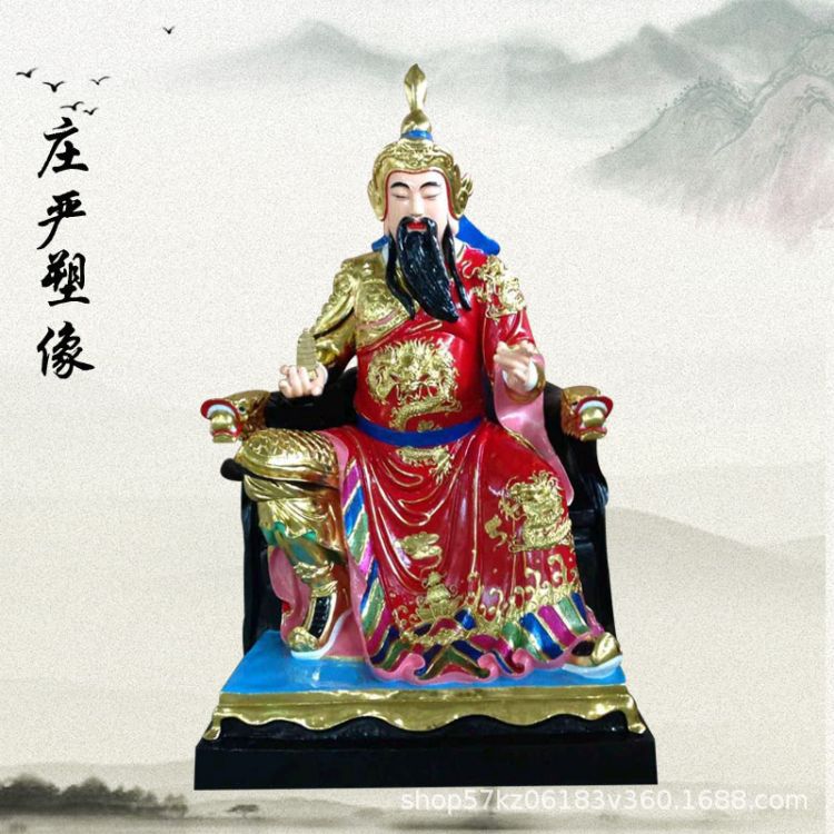 木雕托塔李天王神像 传统手工雕刻 四大天王树脂玻璃钢神像