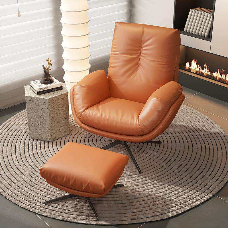 意式极简客厅单人沙发椅超纤皮旋转阳台休闲椅懒人现代设计高背椅