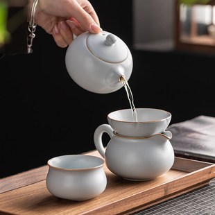 五大名窑茶具套装家用办公室轻奢高档整套K送礼陶瓷茶壶茶杯礼盒