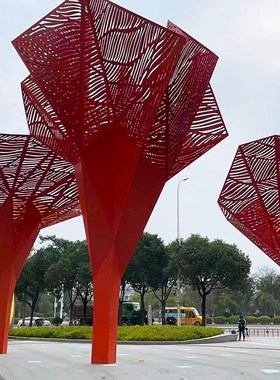 刚结构大树廊抽象雕塑不锈钢架耐铁艺金属O候钢铝单板大型景观
