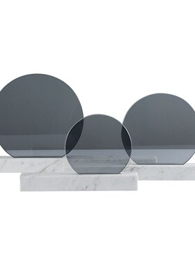 现代新中式样板房大理石灰色玻璃屏风摆件客厅电视柜W玄关软装摆