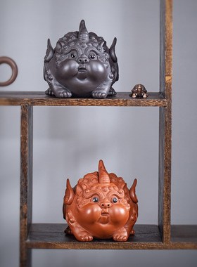 招财紫砂可爱貔貅茶宠摆件精品可养茶玩创意客厅R茶桌茶台装饰摆