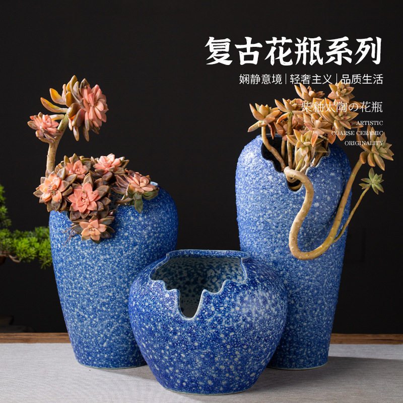 手工紫砂切口粗陶大号花盆