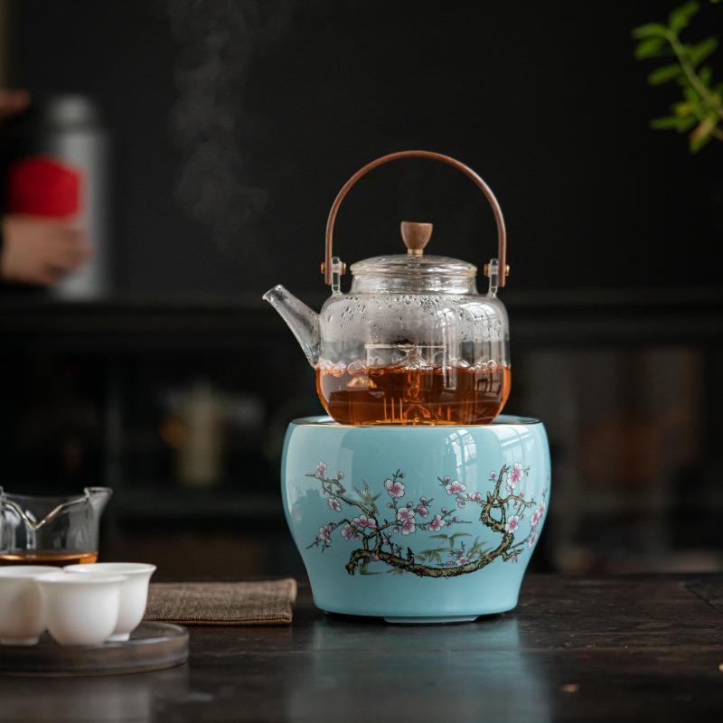 电陶炉煮茶器玻璃烧水壶白茶煮茶壶小型过滤沏茶提梁壶茶炉套装