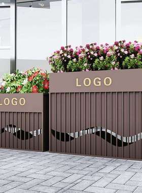 户外不锈钢花箱铁艺金属坐凳外摆花架花槽镀锌板庭院花池餐饮成品