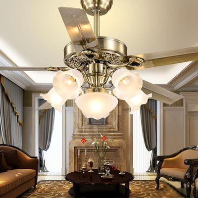 欧式木叶风扇灯铁叶吊扇灯餐厅客厅家用大风力吊扇风扇吊灯