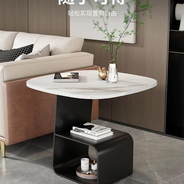 轻奢岩板沙发边几角几网红双层收纳床头边柜客厅创意阳台茶几方桌