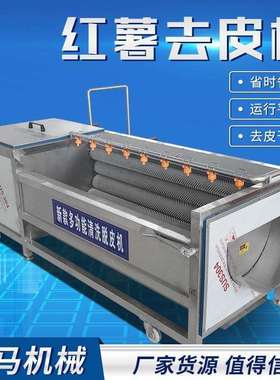 大姜清洗机毛辊毛刷根茎去皮机果蔬去皮清洗机全自动毛辊清洗机