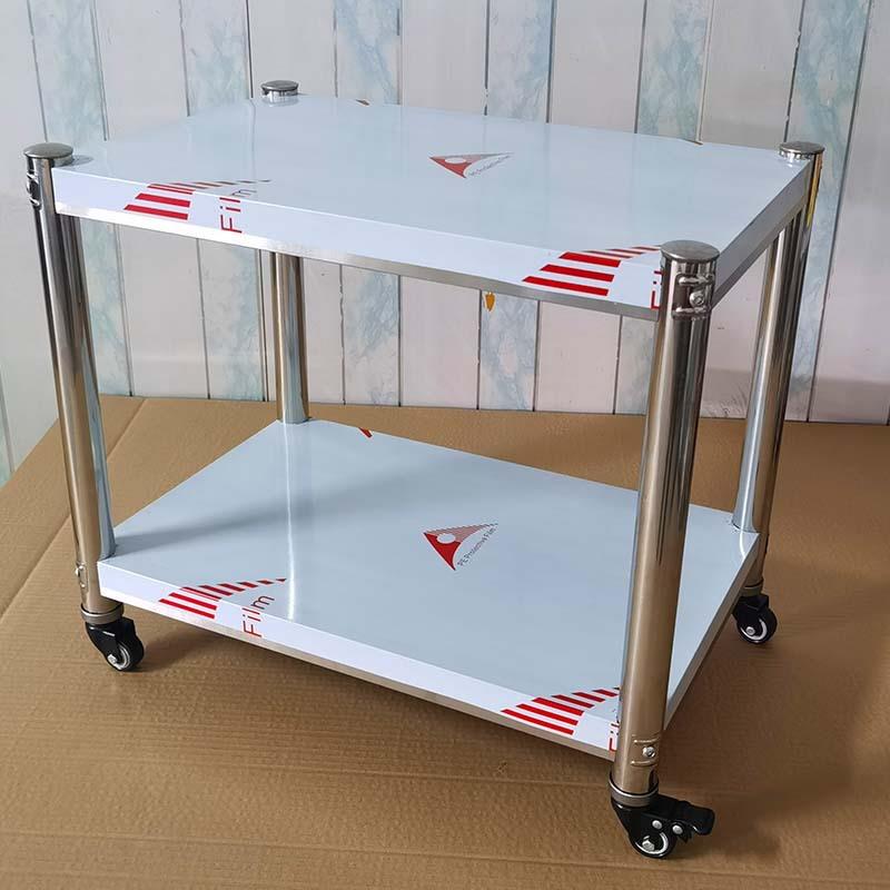 小型带轮子不锈钢置物架两层万向轮厨房储物收纳架落地多层可新款