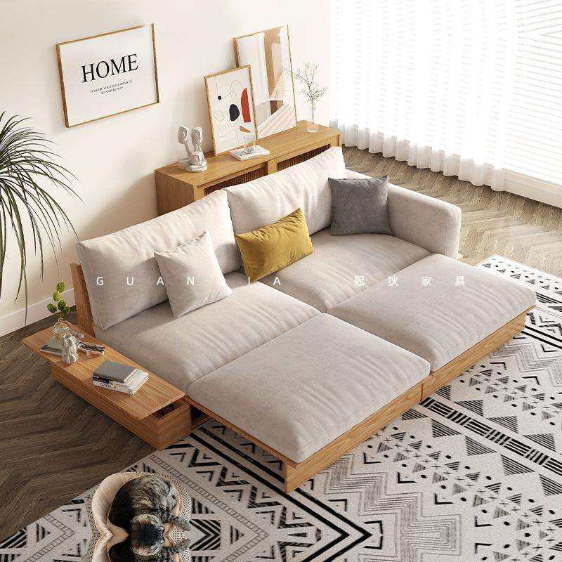 折叠沙发床两用日式客厅小户型家用现代简约伸缩多功能原木风沙发