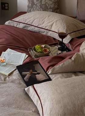 美式复古花卉秋冬保暖加厚长绒棉磨毛四件套全棉色织提花立体浮雕