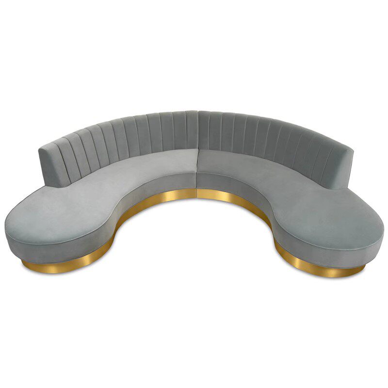 轻奢意大利绒布艺沙发后现代简约欧式客厅商用弧形不锈钢沙发组合