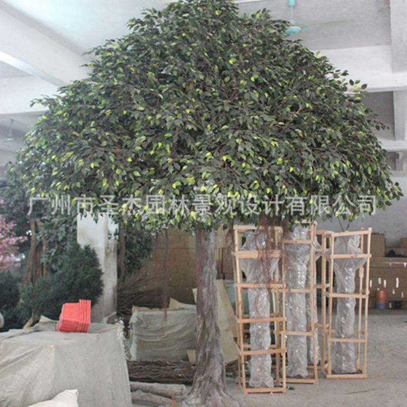 2019年新款仿真榕树大型室内仿真树玻璃钢阻燃榕叶仿真榕树