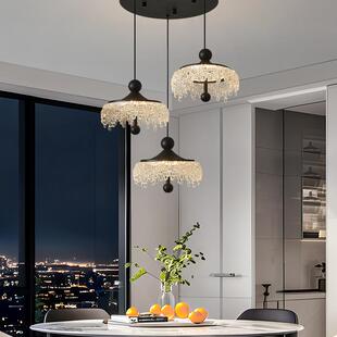 中古风创意餐厅吊灯冰山水滴复古胡桃木色过道灯法式全光谱小吊灯