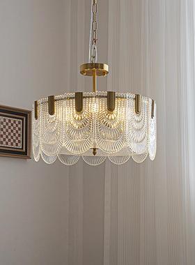 法式轻奢卧室吸顶灯现代简约餐厅书房灯网红款玻璃片LED灯具