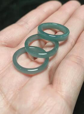 14-20mm跑环时尚油青翡翠A货方戒平圈指环冰润A货蓝水翡翠指环