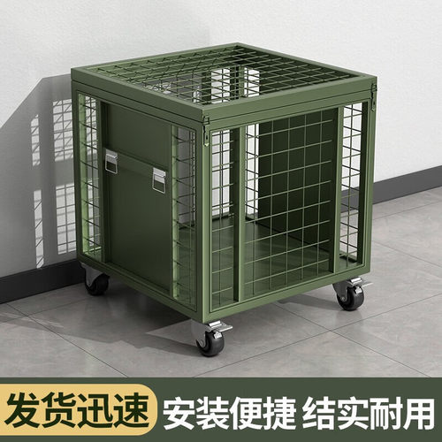 重型军绿带轮仓储网箱托盘