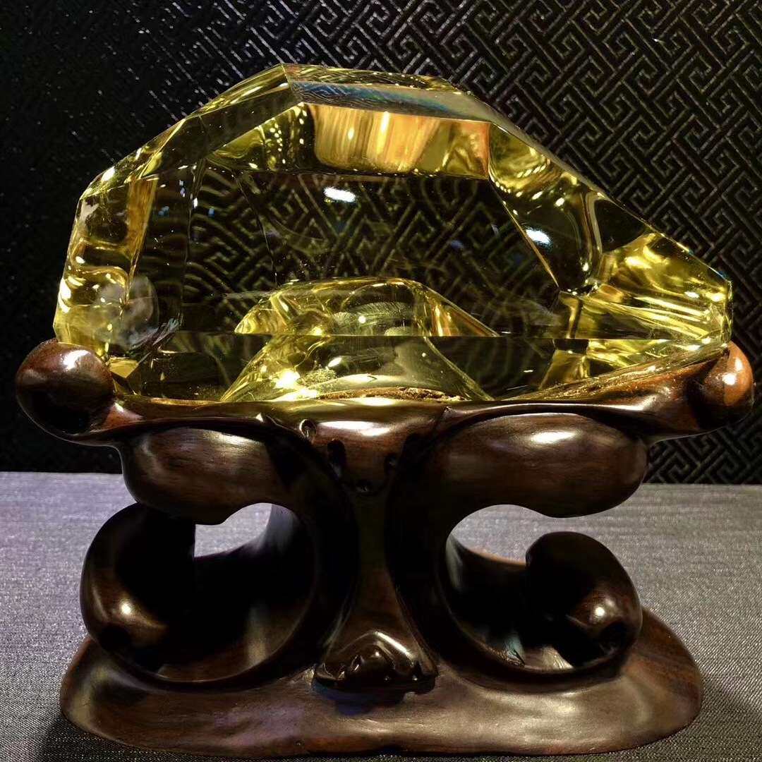 天然黄水晶景石原石观赏石水晶摆件晶体透亮犹如冰块家居摆设