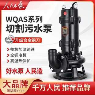人民切割式排污泵抽泥泵抽粪泵220V化粪池养殖场沼气380v污水泵