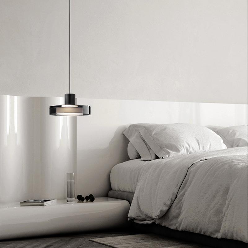 意式极简卧室床头小吊灯轻奢高端现代简约餐厅吧台单头玻璃小吊灯
