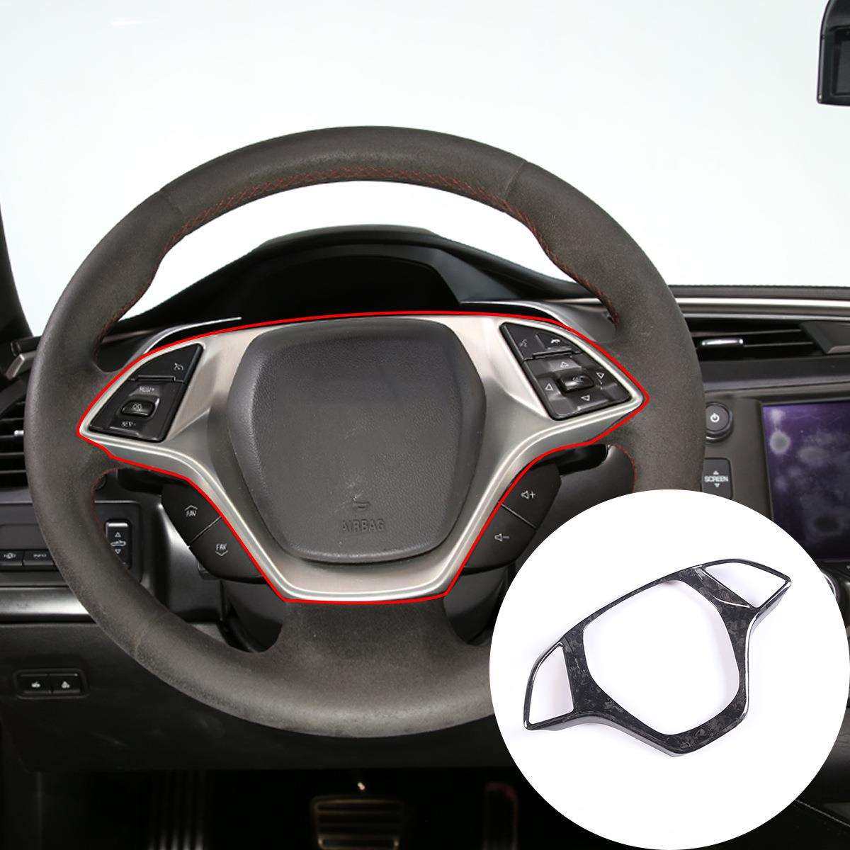 适用于14-19款科尔维特C7方向盘装饰框碳纤维改装配件