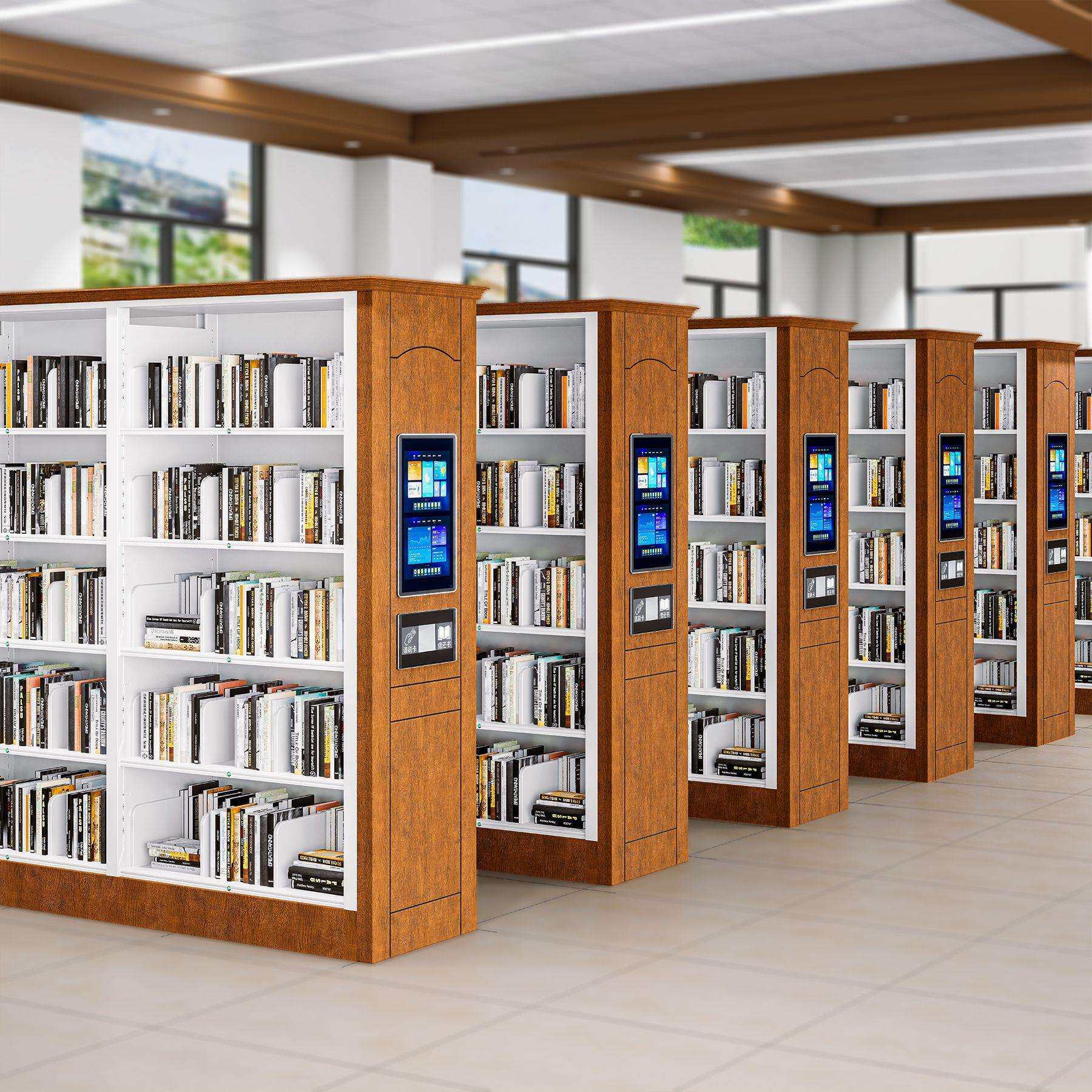 钢制学校图书馆阅览室专用书架单双面自助借还简约档案架智能书架