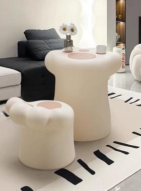 奶油风高级感猫爪茶几可爱小户型沙发旁边几现代简