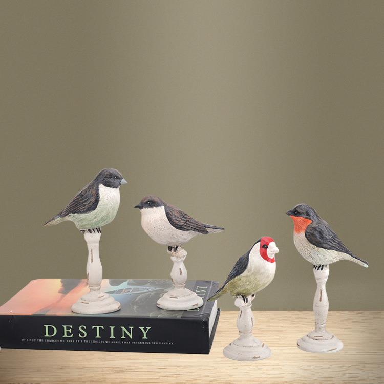欧美田园风格套四报喜燕子摆件树脂工艺品客厅办公书桌摆饰