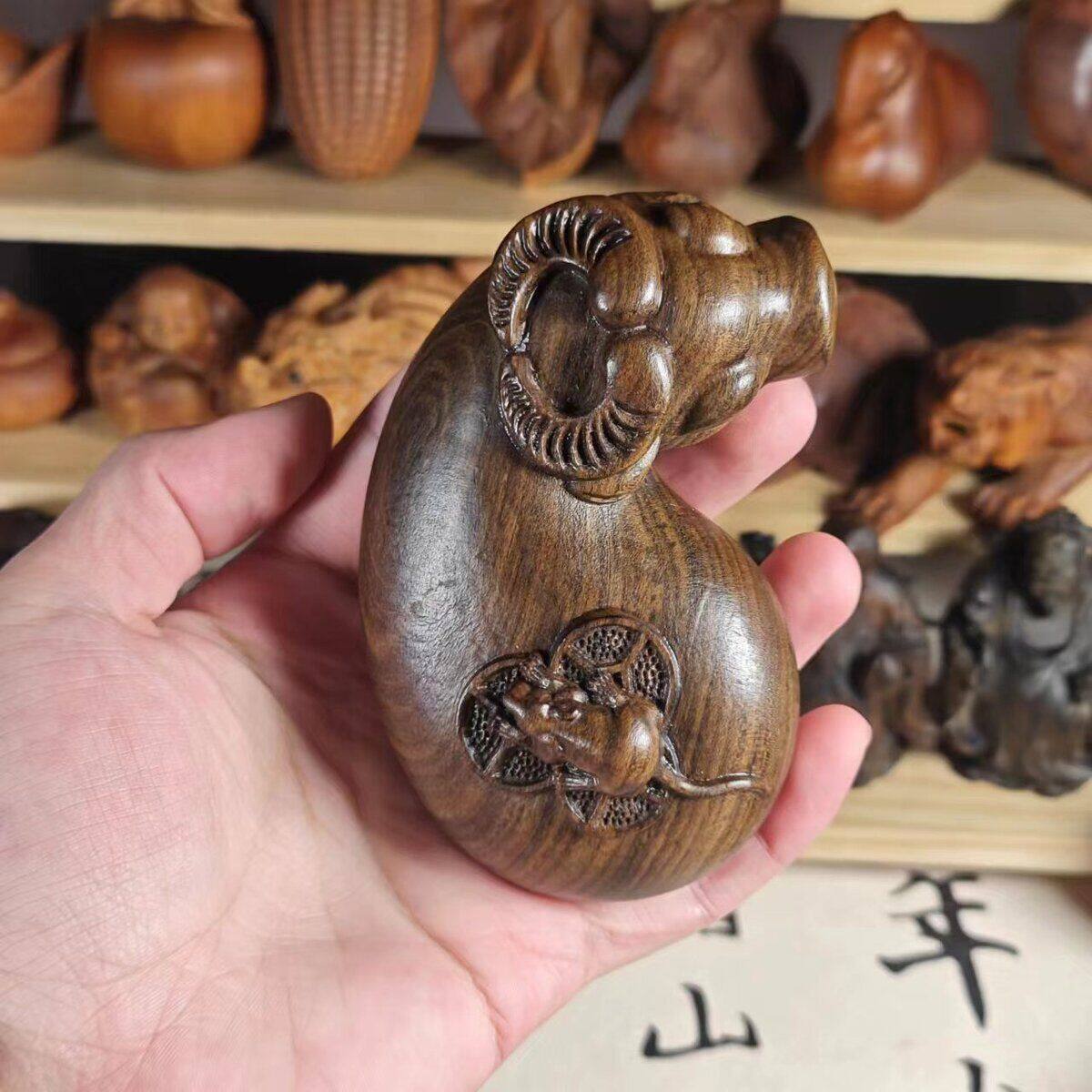 【加大款150克】沉香木牛转乾坤文玩把件生肖牛工艺品摆件送礼
