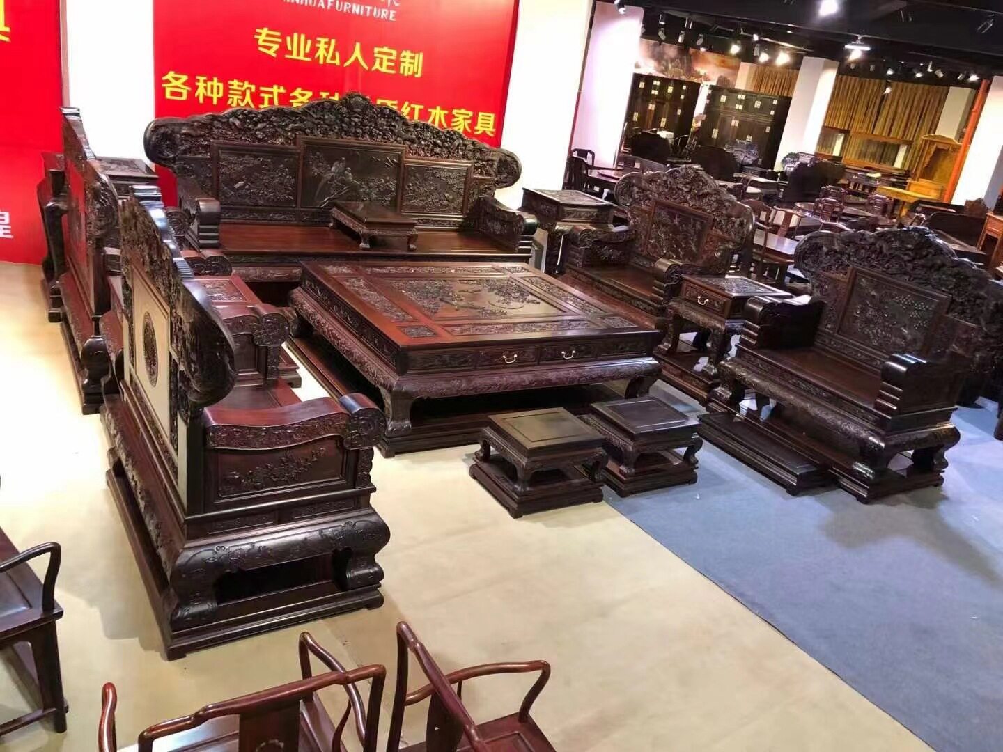 清式红木百鸟朝凤大沙发