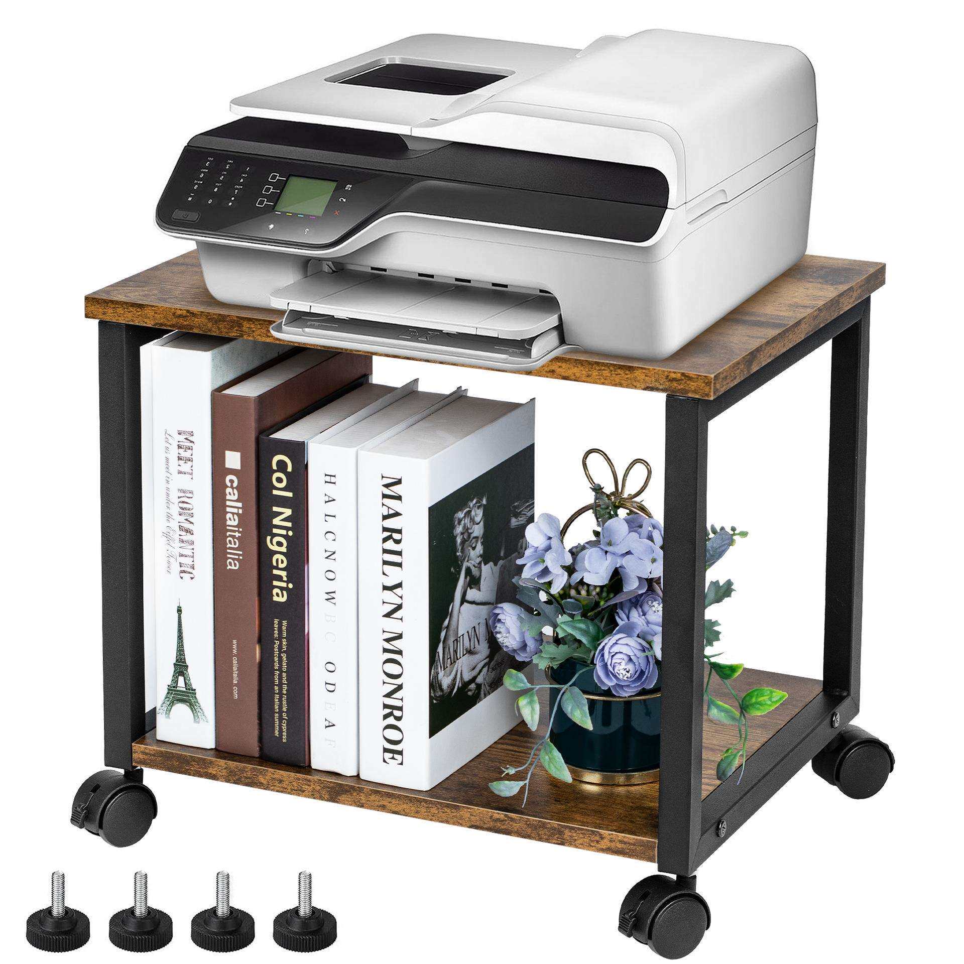 放打印机置物架支架托架办公室桌面电脑收纳的桌子小架子桌上书架