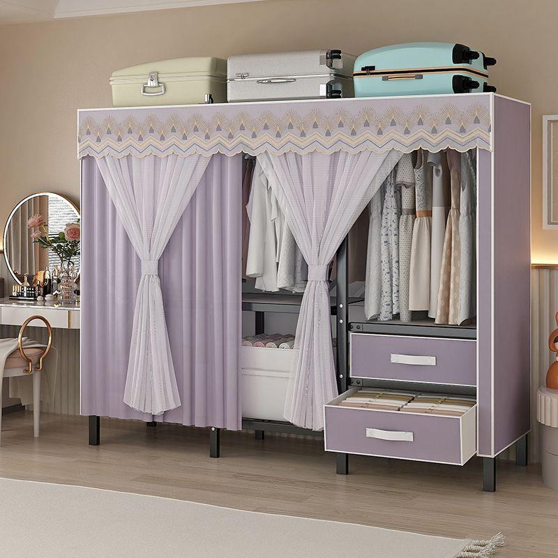 折叠免安装衣柜家用加固卧室简易结实加粗加厚出租房钢架收纳衣橱