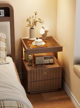 实木床头柜简约现代家用卧室带锁储物柜小型床边置物架简易收纳柜