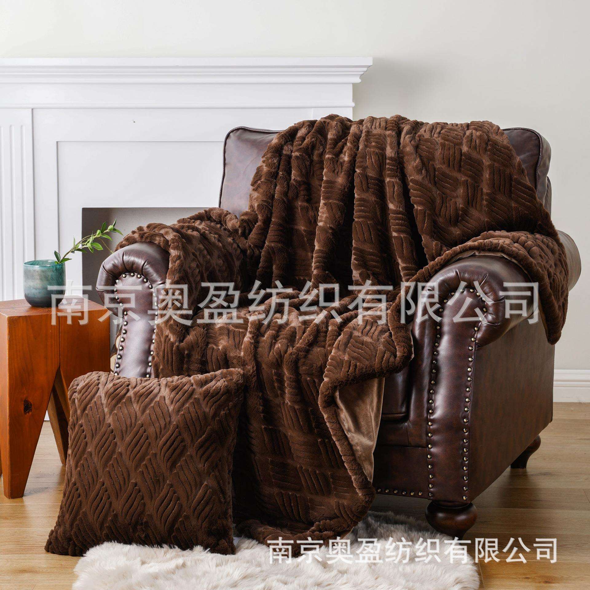 冬季厚绒毯毛毯豪华人造毛皮毯仿小兔毛毯子装饰沙发毛皮毯