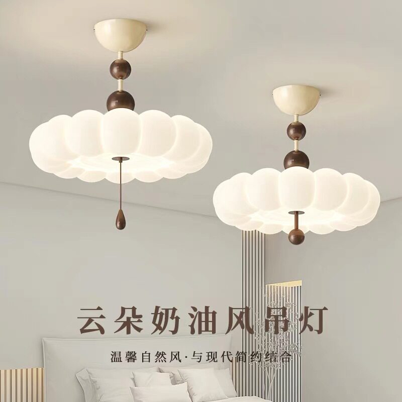 云朵全光谱护眼吸顶灯法式中古主卧灯奶油风客厅书房儿童房灯具