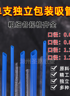 包邮 1000支克莱因蓝色19*0.6/23*1.2一次性独立包装珍珠奶茶吸管