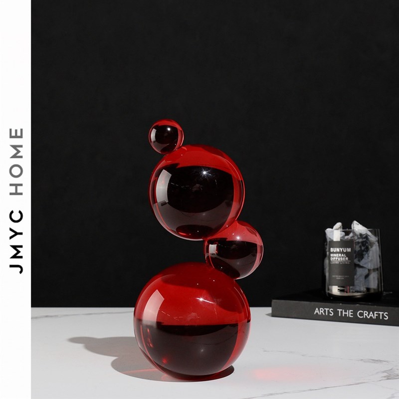 设计师现代彩f色几何水晶透明摆件气泡模型魔方软装样板房饰品家