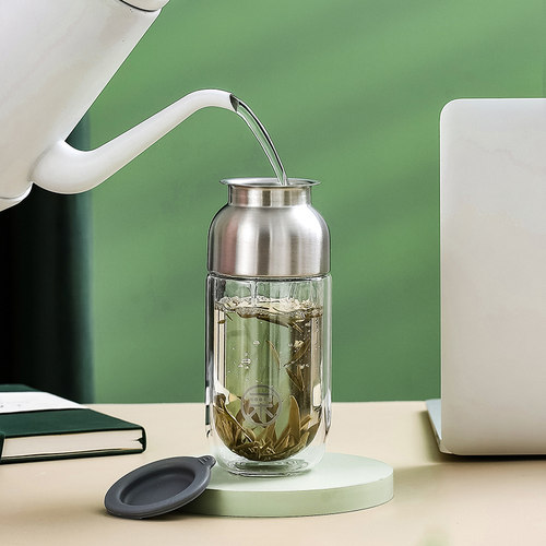 便携式旅行e茶具一壶二杯双层防A烫玻璃泡茶壶过滤户外车载快客杯