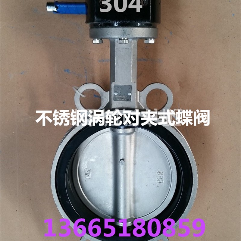 D371X/F-16P 304不锈钢涡轮对夹z式四氟蝶阀DN100 150 200 250 30