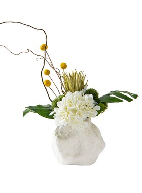 Rzone 现代不规则白r色陶瓷花瓶样板房餐桌干花轻奢装饰品插花摆