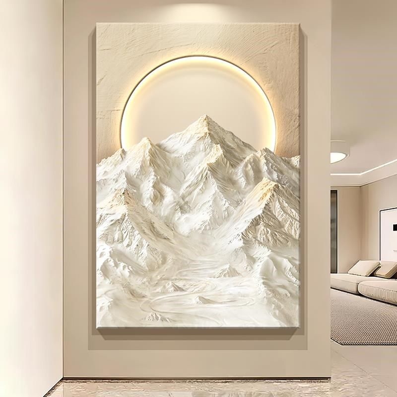 日照金山奶油风入户门玄关装饰画C立体肌理感挂画高级感客厅壁灯,家居饰品,氛围画/灯画,淘宝优惠券,粉丝福利购,淘宝优惠卷