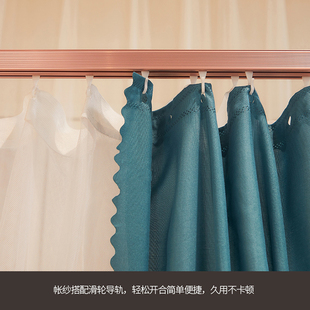 宫廷落地双层轨道导轨n蚊帐床v帘一体式 家用1.8m公主风遮光1.5m床